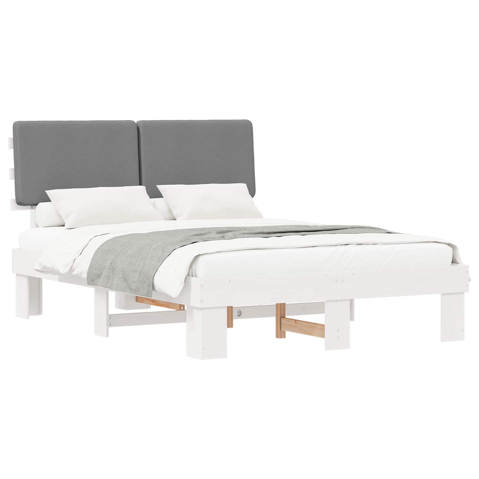 Bedframe met Gevoerd Hoofdgedeelte Lichtgrijs 140 x 200 cm