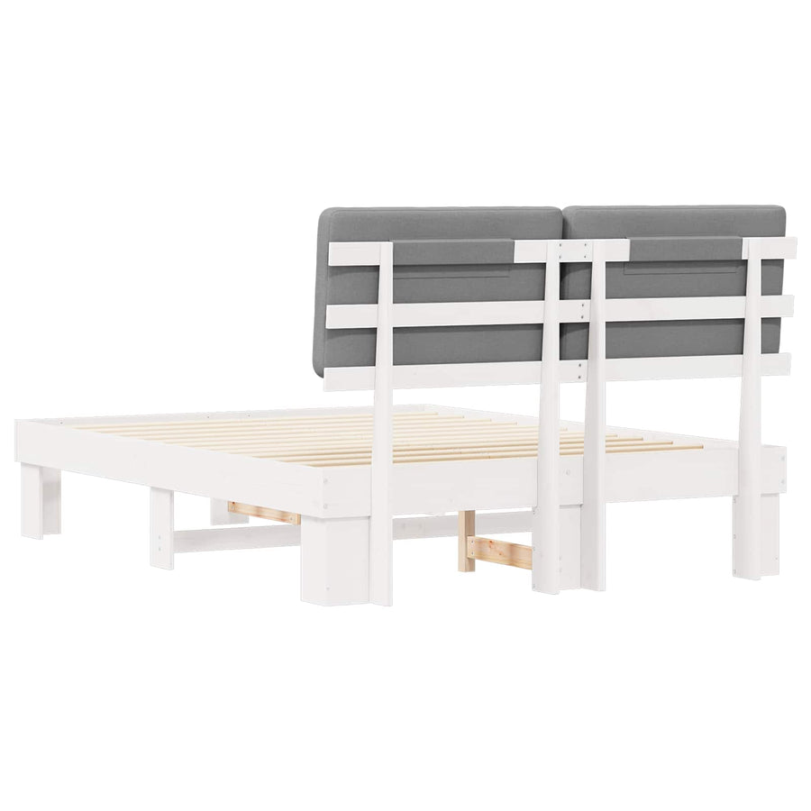 Bedframe met Gevoerd Hoofdgedeelte Lichtgrijs 140 x 200 cm