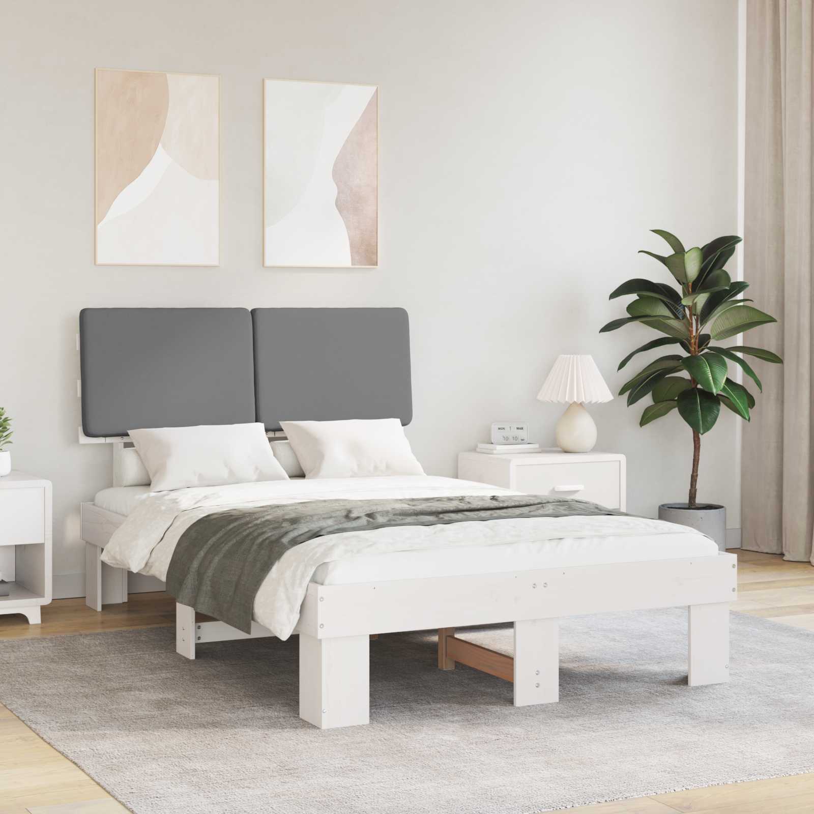 Bedframe met Gevoerd Hoofdgedeelte Lichtgrijs 120 x 200 cm