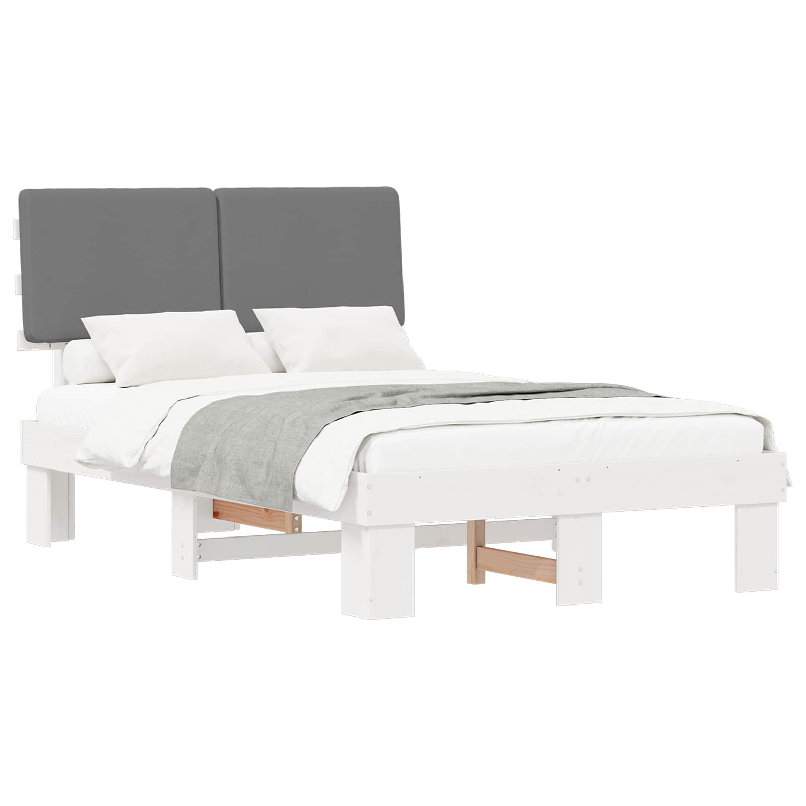 Bedframe met Gevoerd Hoofdgedeelte Lichtgrijs 120 x 200 cm