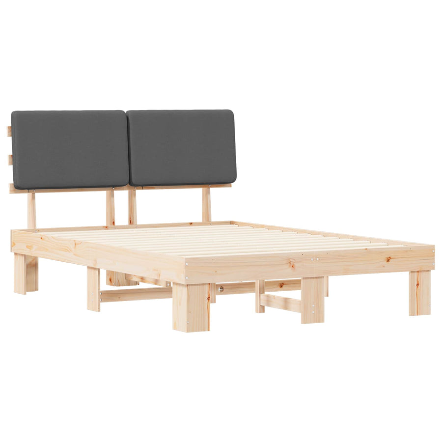 Bedframe met Gevoerd Hoofdgedeelte Donkergrijs 140 x 190 cm