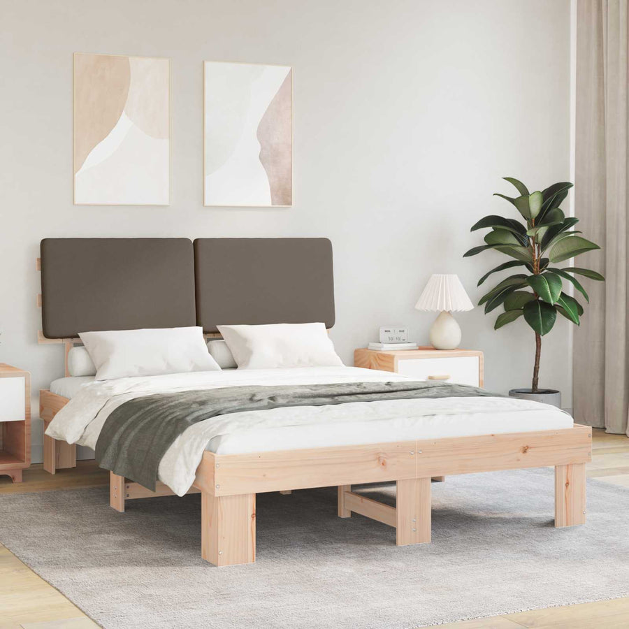 Bedframe met Gevoerd Hoofdgedeelte Taupe 140 x 190 cm