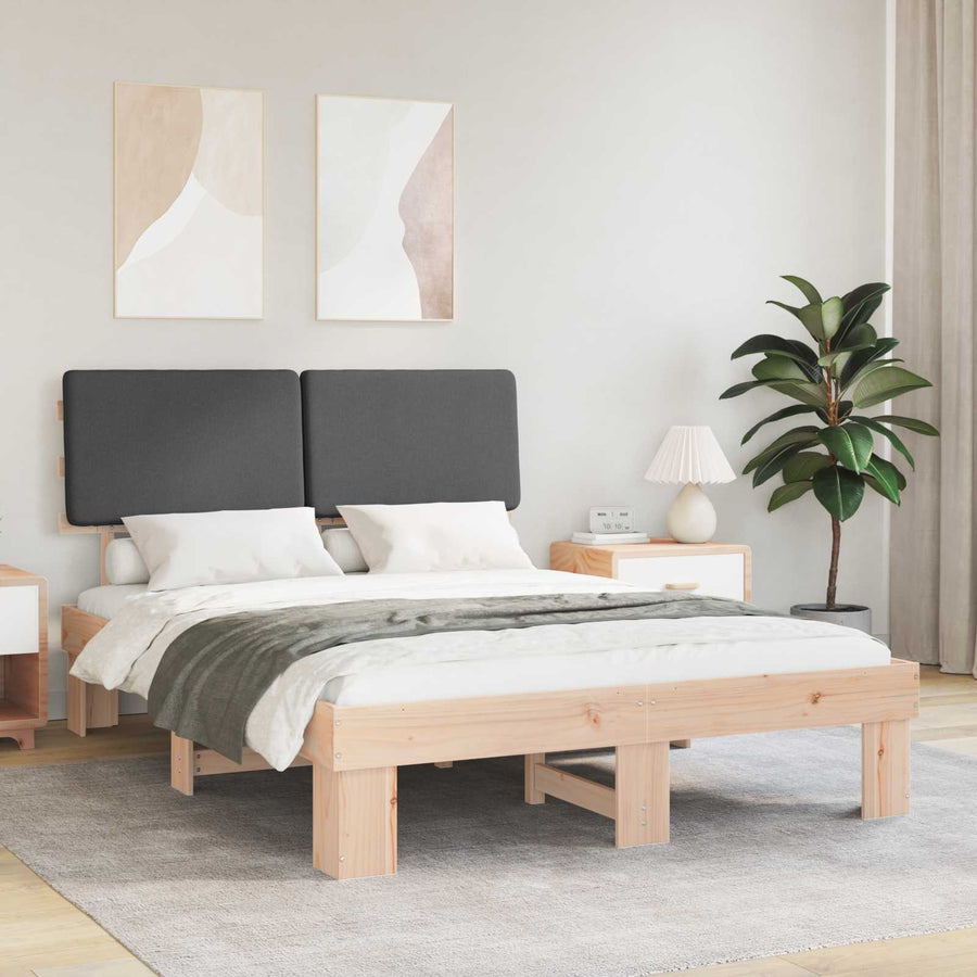 Bedframe met Gevoerd Hoofdgedeelte Donkergrijs 135 x 190 cm