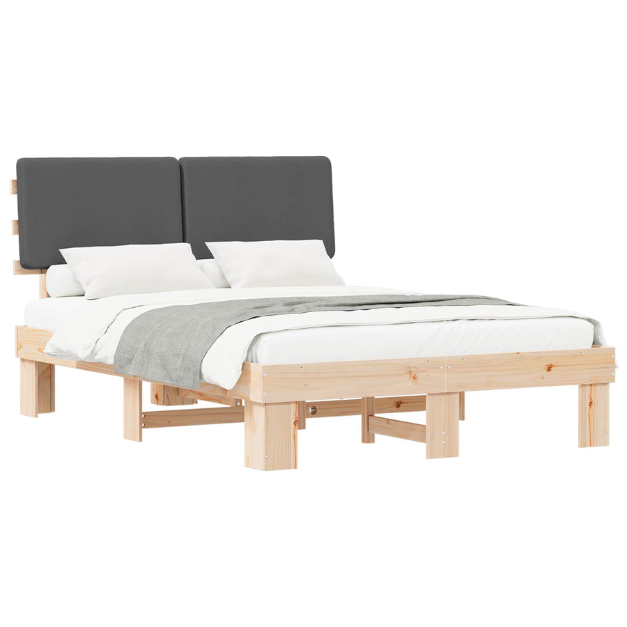 Bedframe met Gevoerd Hoofdgedeelte Donkergrijs 135 x 190 cm