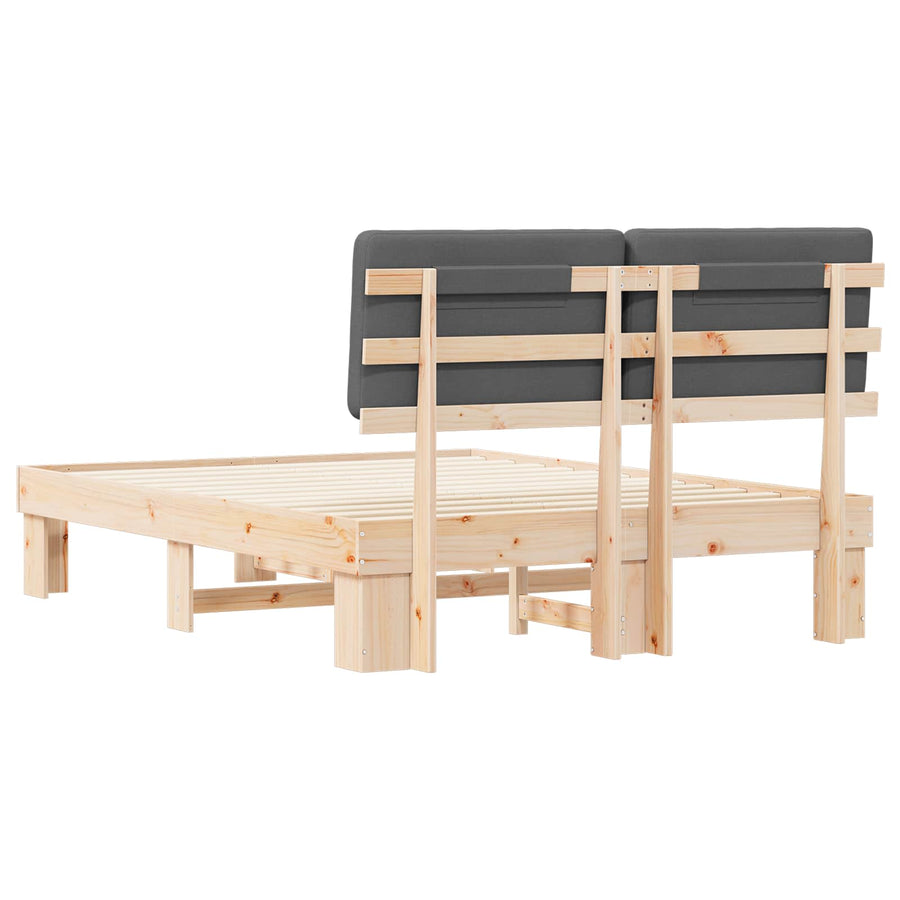 Bedframe met Gevoerd Hoofdgedeelte Donkergrijs 135 x 190 cm
