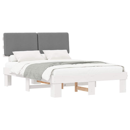 Bedframe met Gevoerd Hoofdgedeelte Lichtgrijs 135 x 190 cm