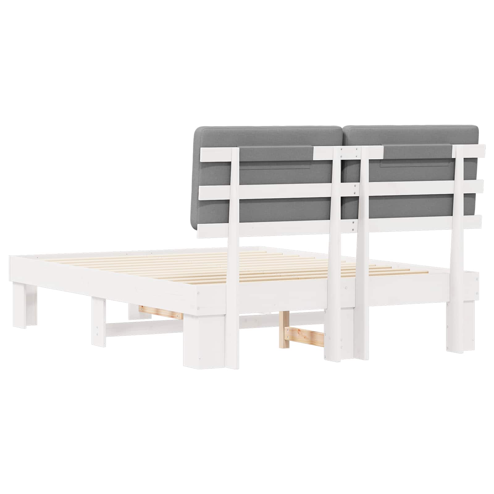 Bedframe met Gevoerd Hoofdgedeelte Lichtgrijs 135 x 190 cm