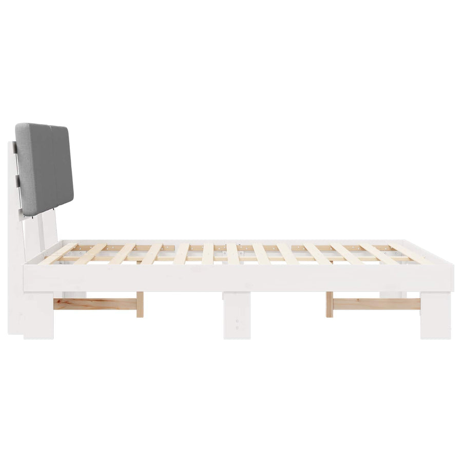 Bedframe met Gevoerd Hoofdgedeelte Lichtgrijs 135 x 190 cm