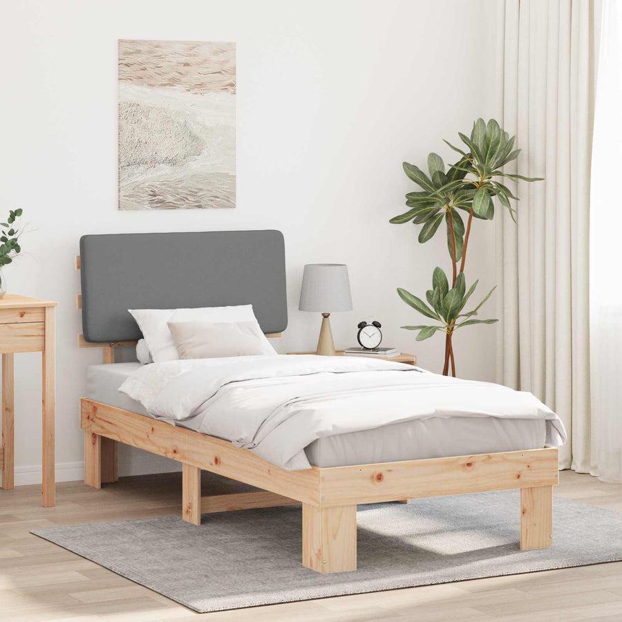 Bedframe met Gevoerd Hoofdgedeelte Lichtgrijs 100 x 200 cm
