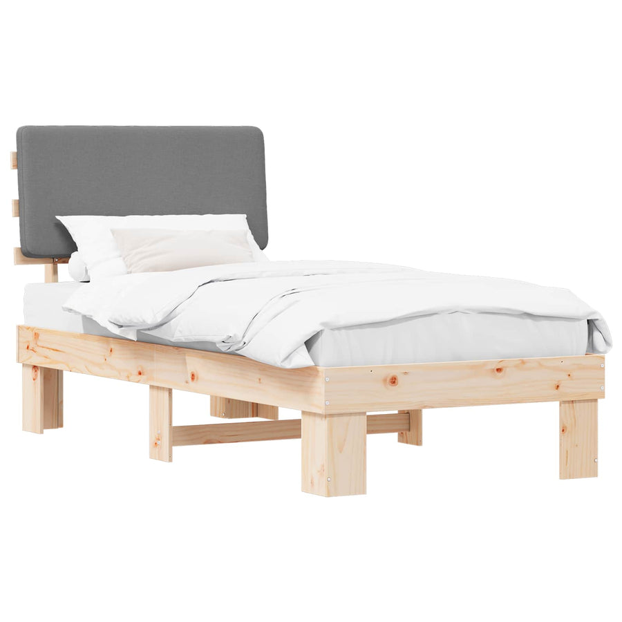 Bedframe met Gevoerd Hoofdgedeelte Lichtgrijs 100 x 200 cm