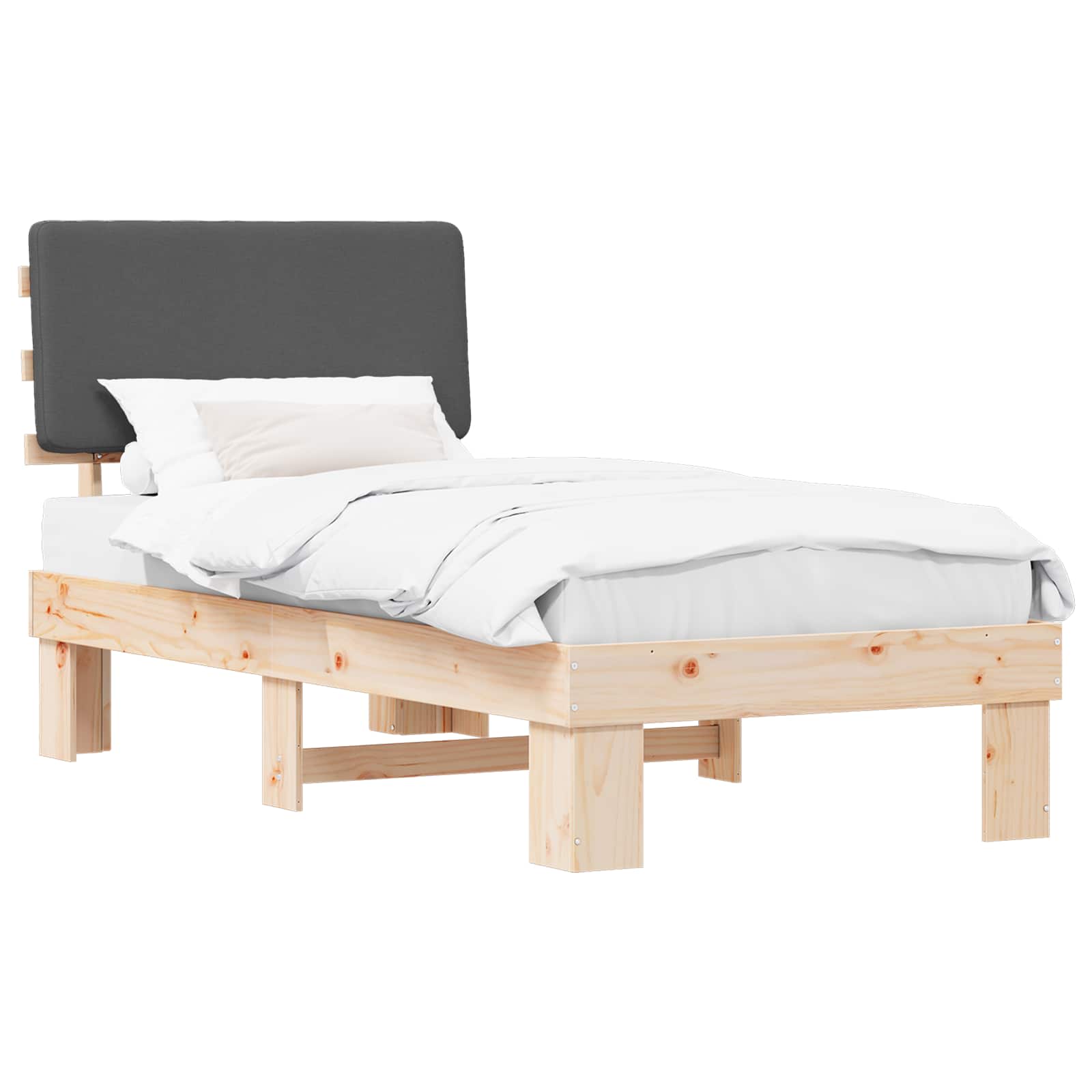 Bedframe met Gevoerd Hoofdgedeelte Donkergrijs 90 x 200 cm