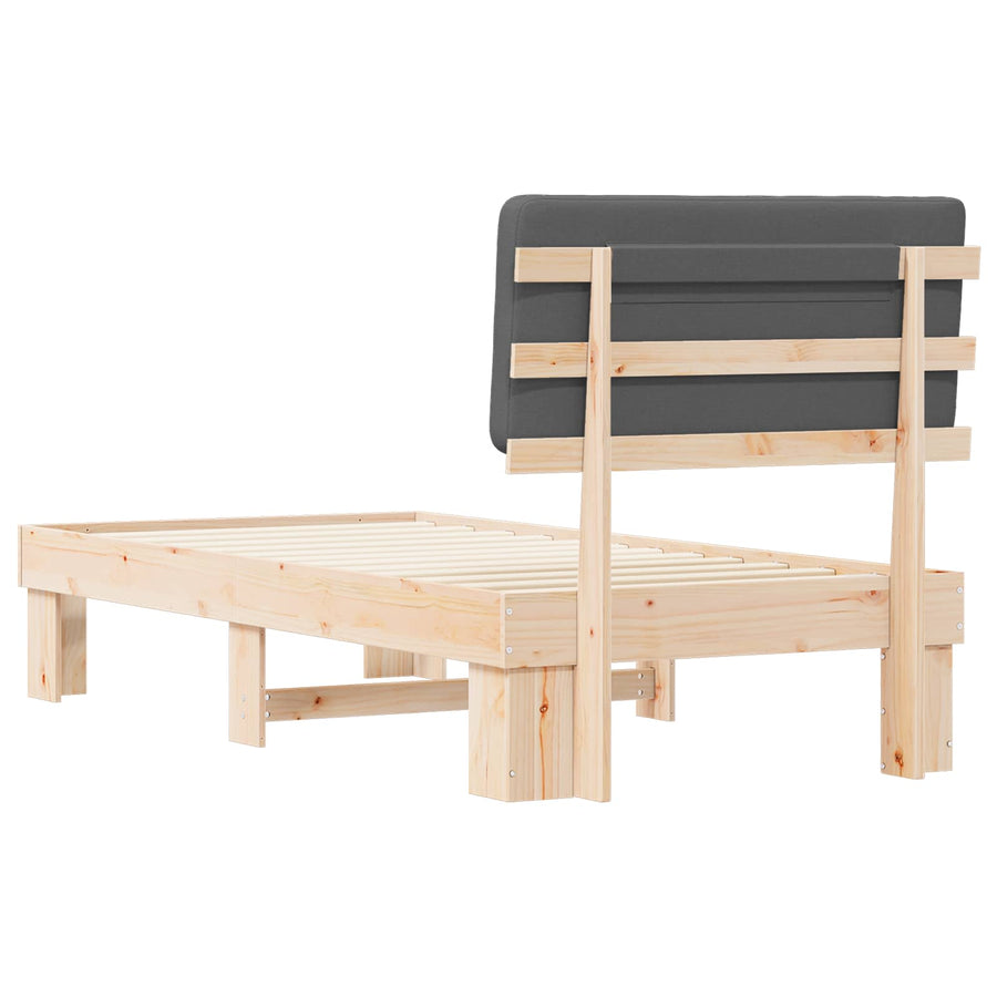 Bedframe met Gevoerd Hoofdgedeelte Donkergrijs 90 x 200 cm