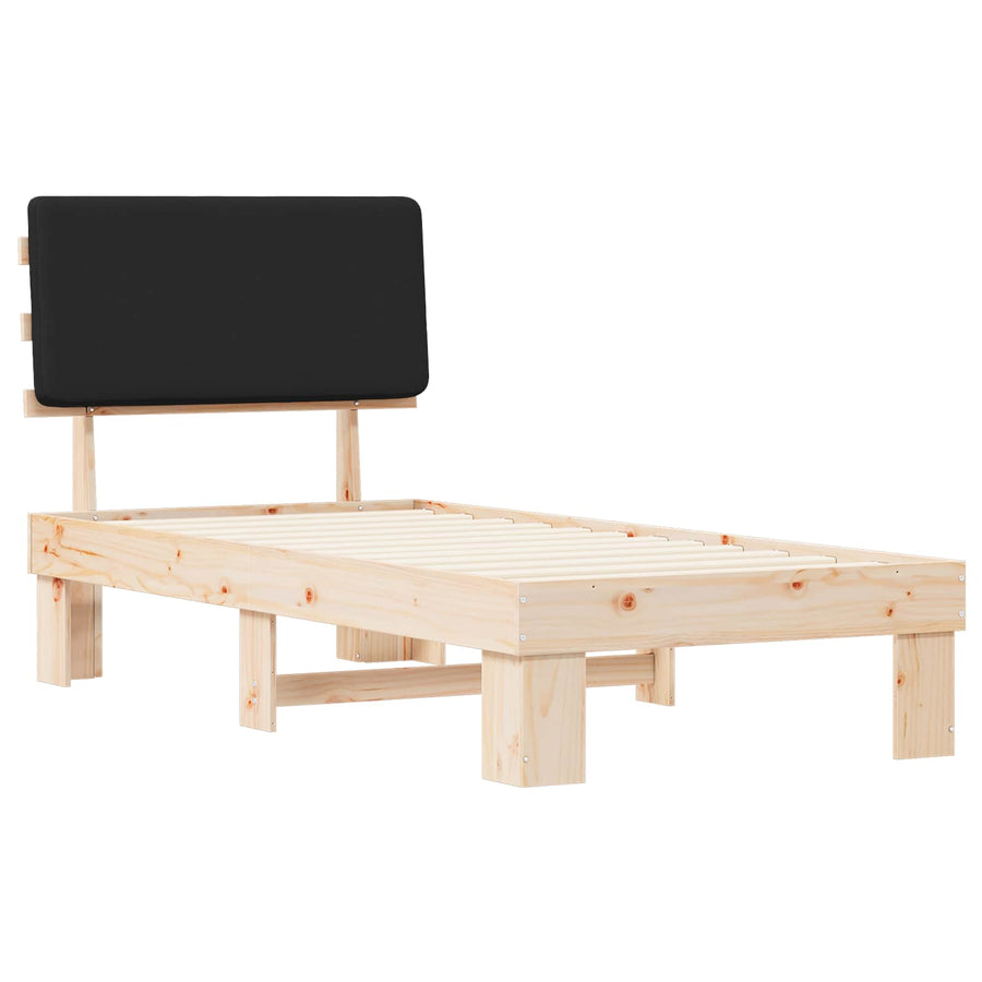 Bedframe met Gevoerd Hoofdgedeelte Zwart 90 x 200 cm