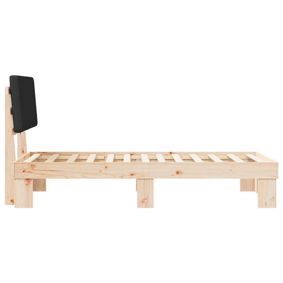 Bedframe met Gevoerd Hoofdgedeelte Zwart 90 x 200 cm