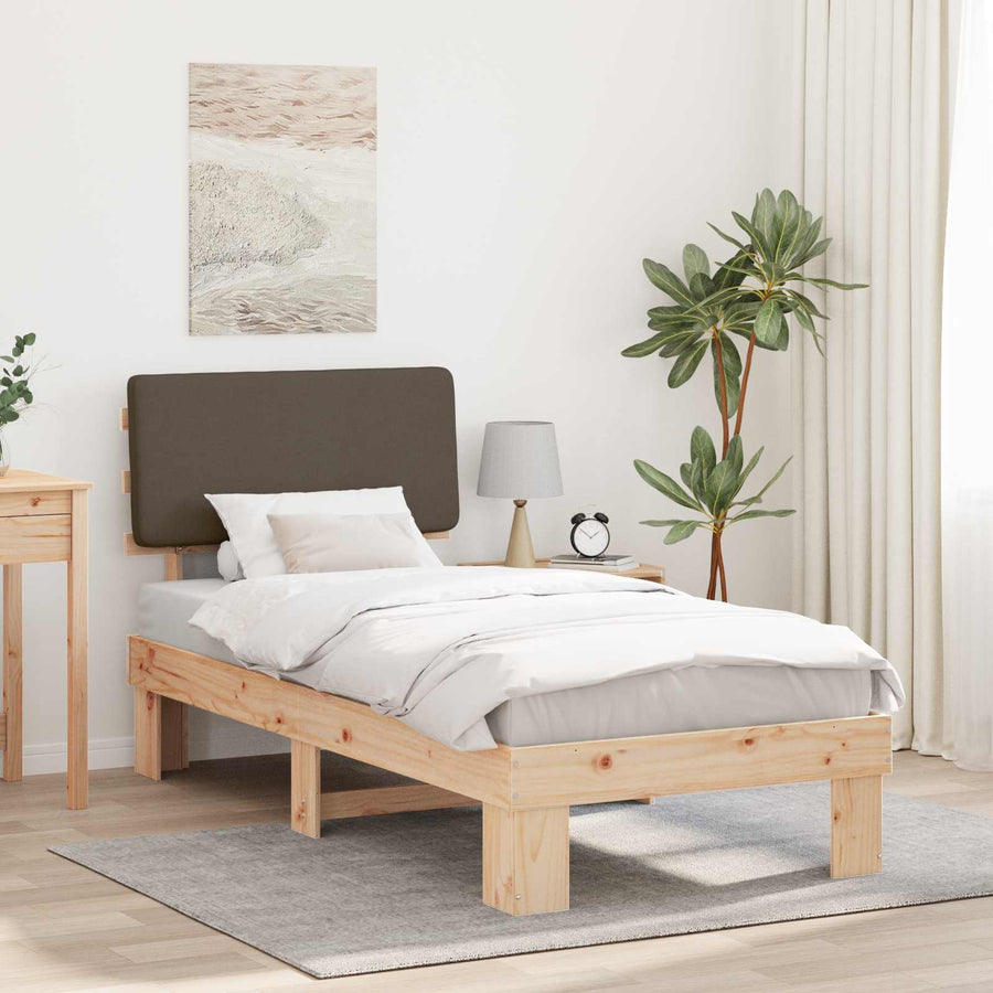 Bedframe met Gevoerd Hoofdgedeelte Taupe 90 x 200 cm