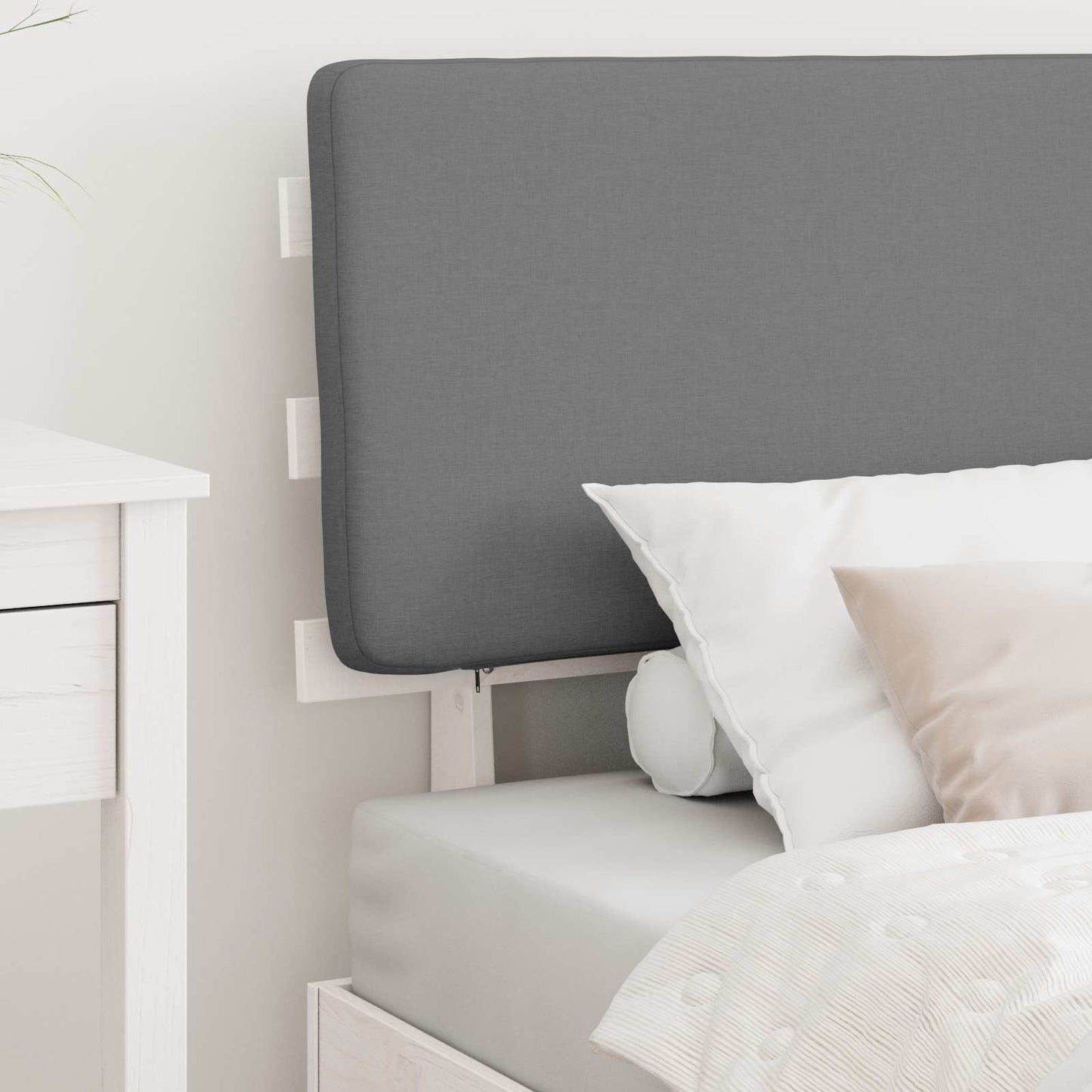 Bedframe met Gevoerd Hoofdgedeelte Lichtgrijs 90 x 200 cm