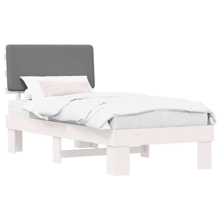Bedframe met Gevoerd Hoofdgedeelte Lichtgrijs 90 x 200 cm