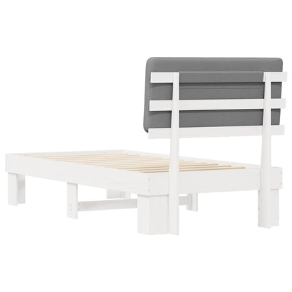 Bedframe met Gevoerd Hoofdgedeelte Lichtgrijs 90 x 200 cm