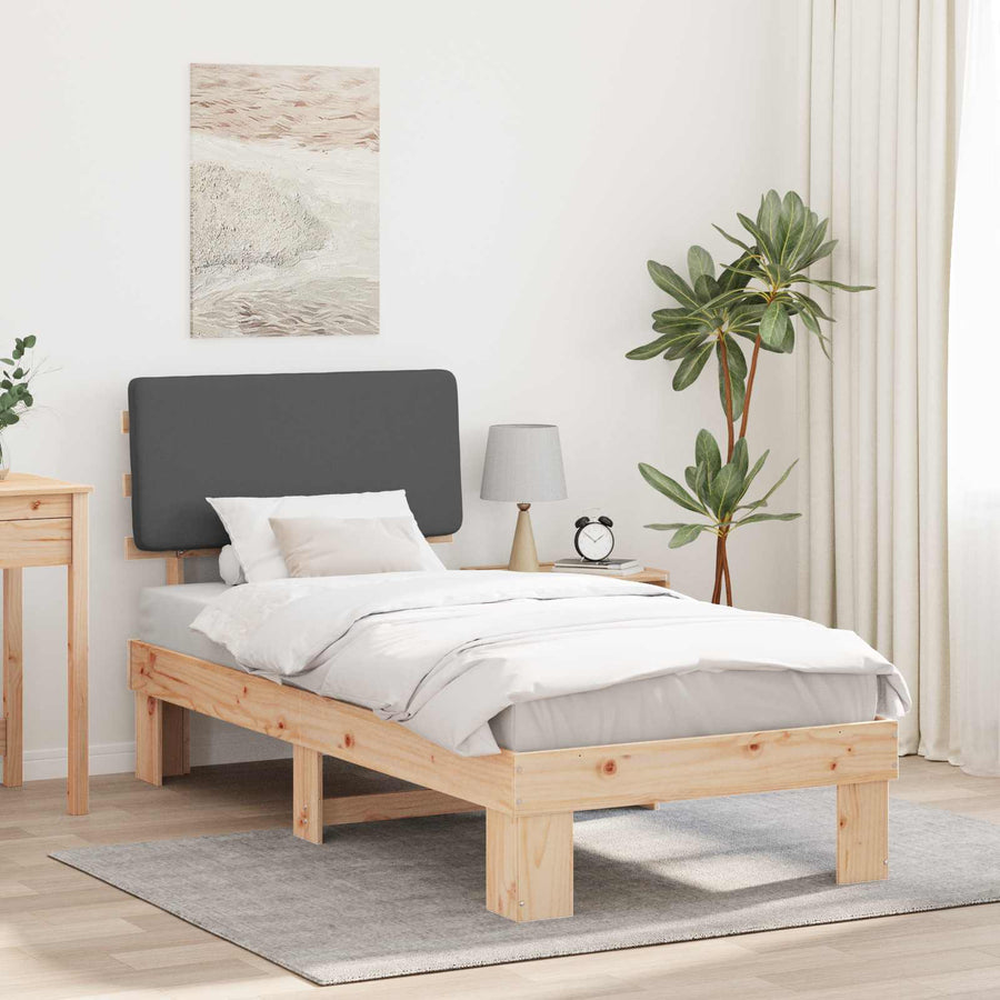 Bedframe met Gevoerd Hoofdgedeelte Donkergrijs 80 x 200 cm