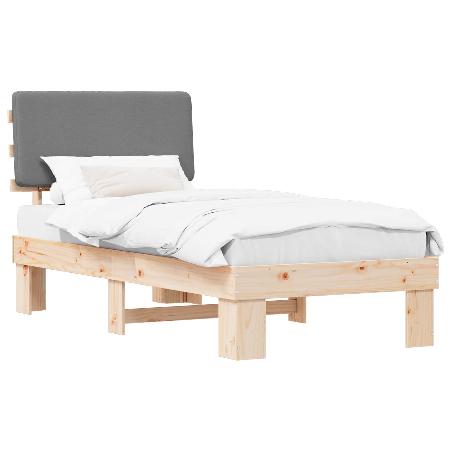 Bedframe met Gevoerd Hoofdgedeelte Lichtgrijs 90 x 190 cm