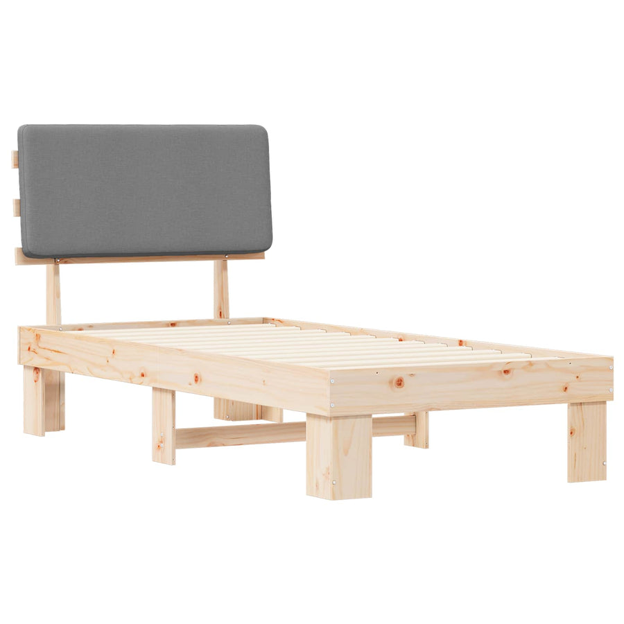 Bedframe met Gevoerd Hoofdgedeelte Lichtgrijs 90 x 190 cm