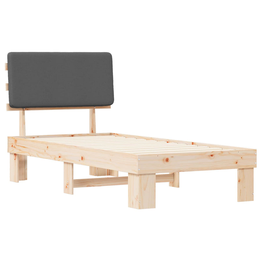 Bedframe met Gevoerd Hoofdgedeelte Donkergrijs 90 x 190 cm