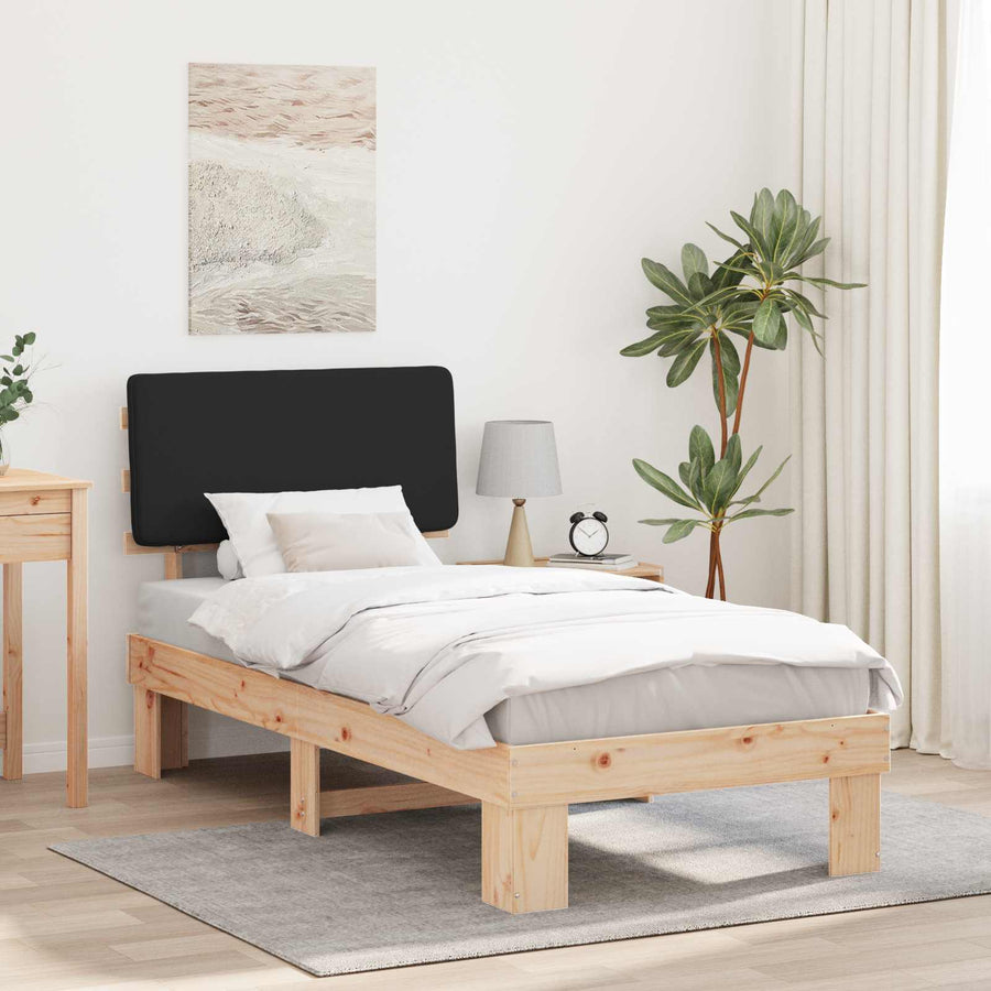 Bedframe met Gevoerd Hoofdgedeelte Zwart 90 x 190 cm