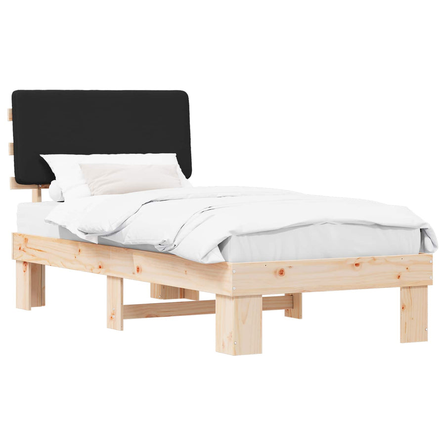 Bedframe met Gevoerd Hoofdgedeelte Zwart 90 x 190 cm