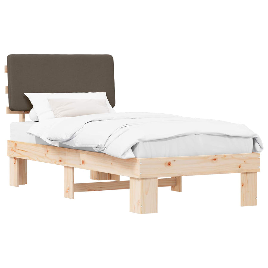 Bedframe met Gevoerd Hoofdgedeelte Taupe 75 x 190 cm
