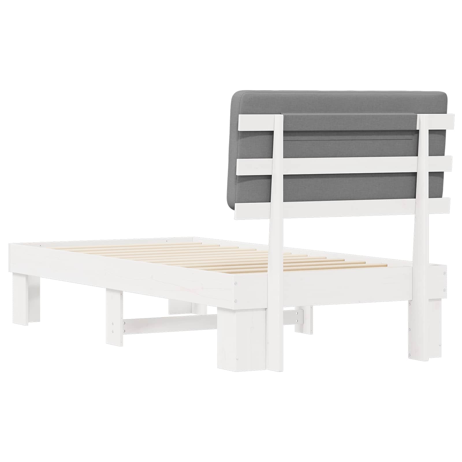 Bedframe met Gevoerd Hoofdgedeelte Lichtgrijs 75 x 190 cm