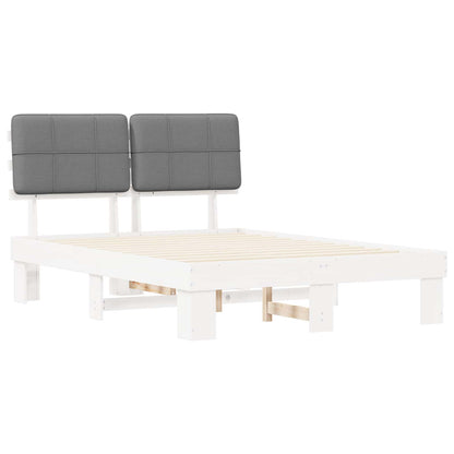 Bedframe met Gevoerd Hoofdgedeelte Wit en lichtgrijs