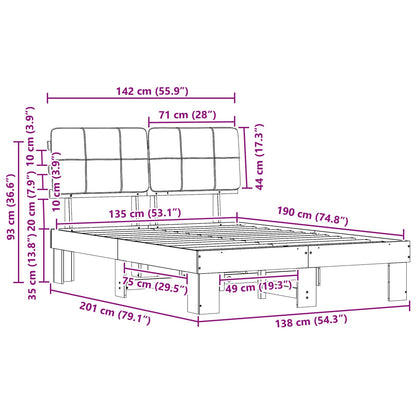 Bedframe met Gevoerd Hoofdgedeelte Wit en lichtgrijs
