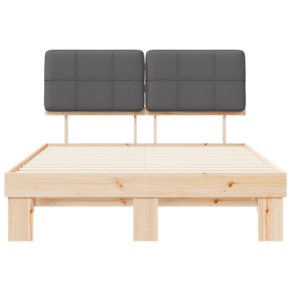 Bedframe met Gevoerd Hoofdgedeelte Naturel en donkergrijs