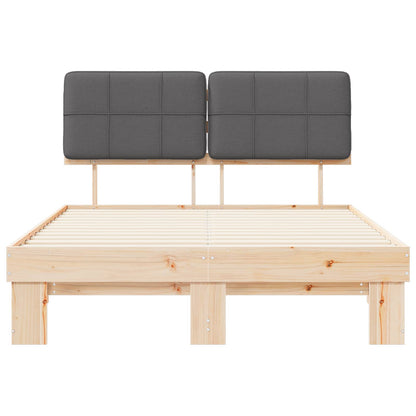 Bedframe met Gevoerd Hoofdgedeelte Naturel en donkergrijs