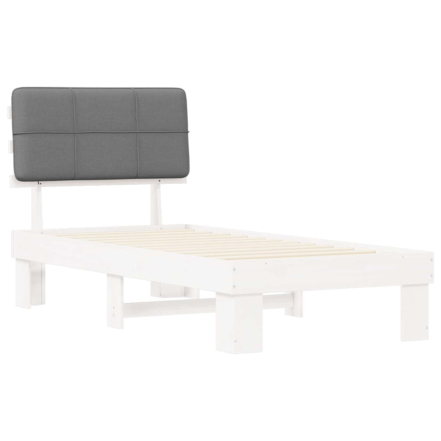 Bedframe met Gevoerd Hoofdgedeelte Wit en lichtgrijs