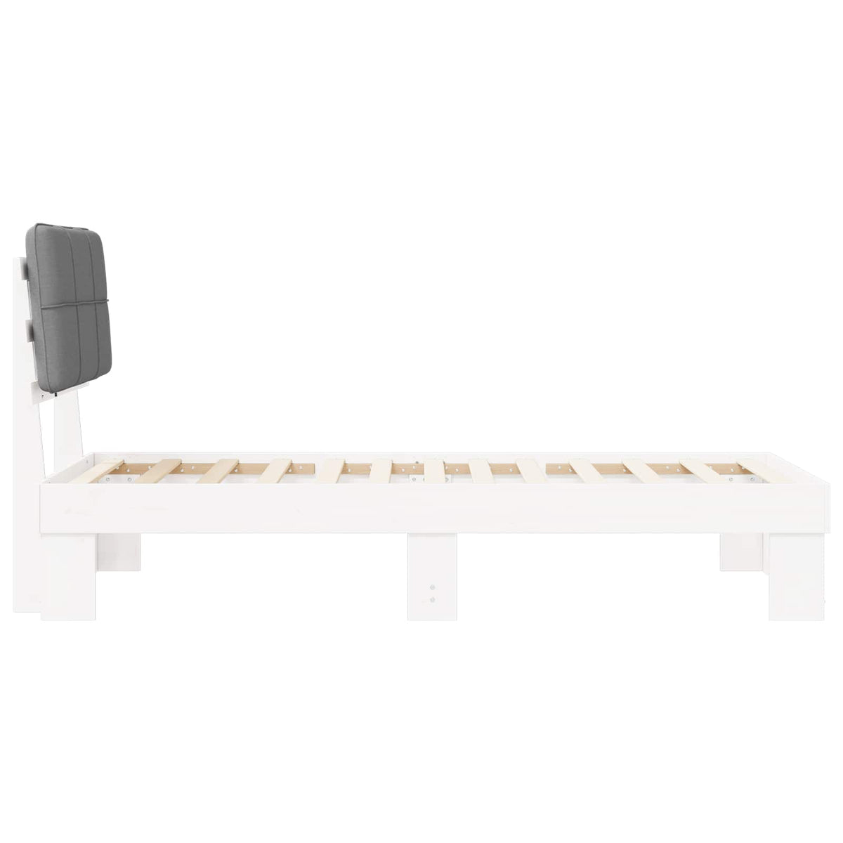 Bedframe met Gevoerd Hoofdgedeelte Wit en lichtgrijs