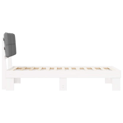 Bedframe met Gevoerd Hoofdgedeelte Wit en lichtgrijs