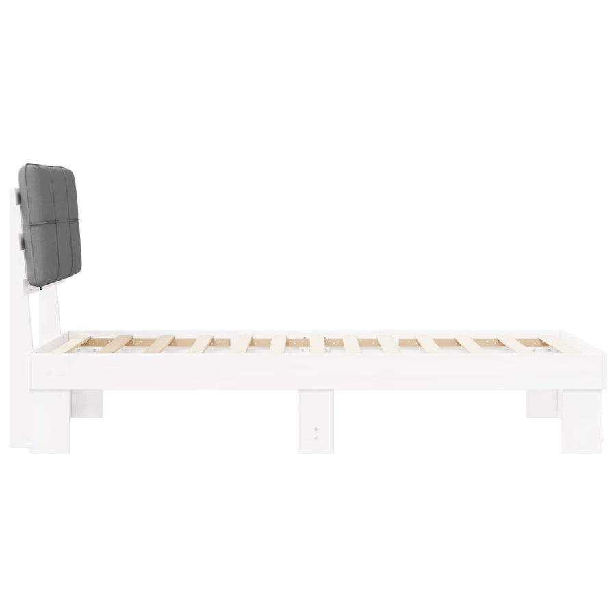 Bedframe met Gevoerd Hoofdgedeelte Wit en lichtgrijs