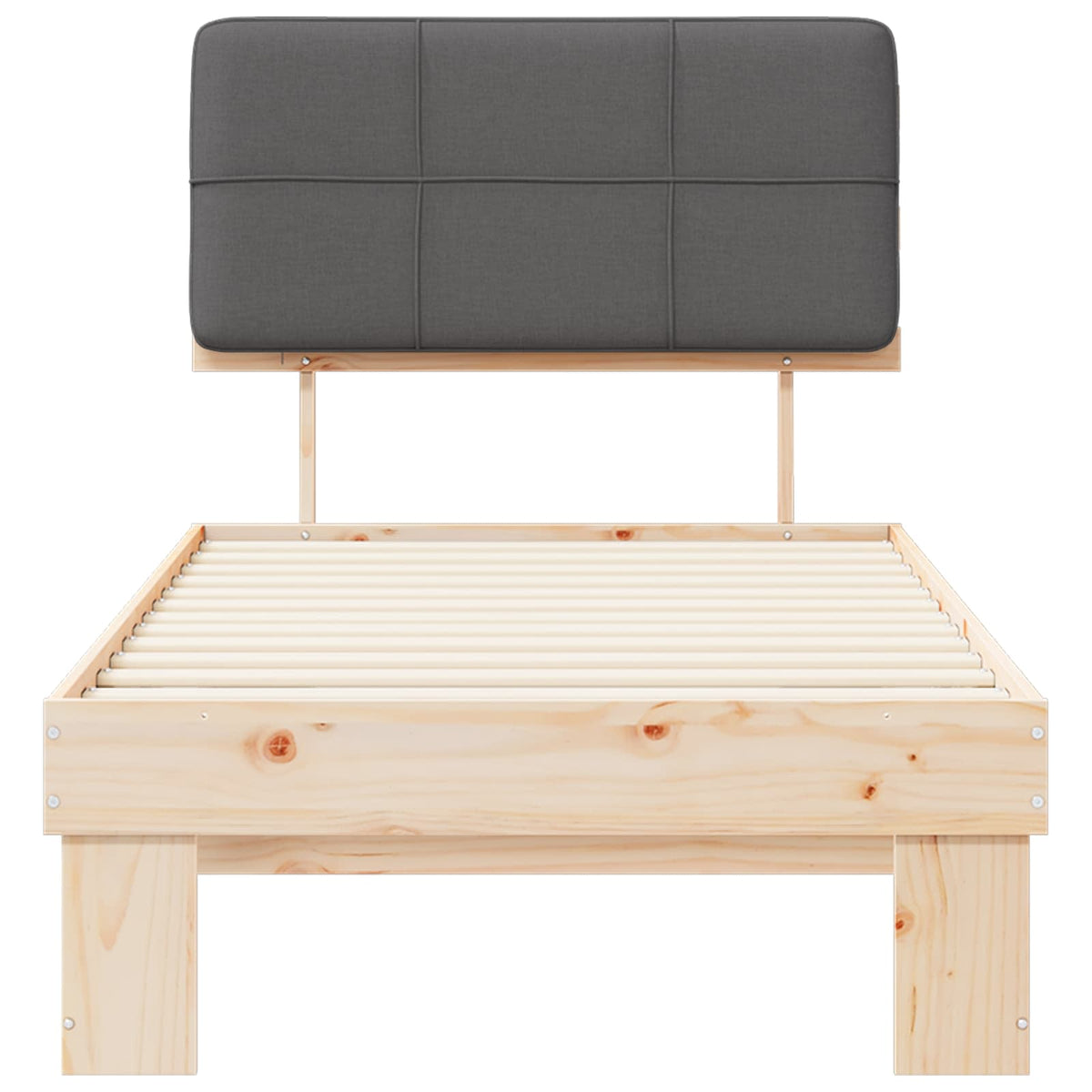 Bedframe met Gevoerd Hoofdgedeelte Naturel en donkergrijs