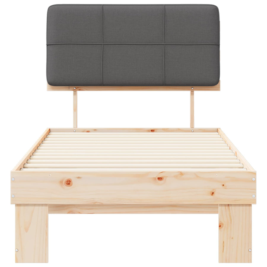Bedframe met Gevoerd Hoofdgedeelte Naturel en donkergrijs