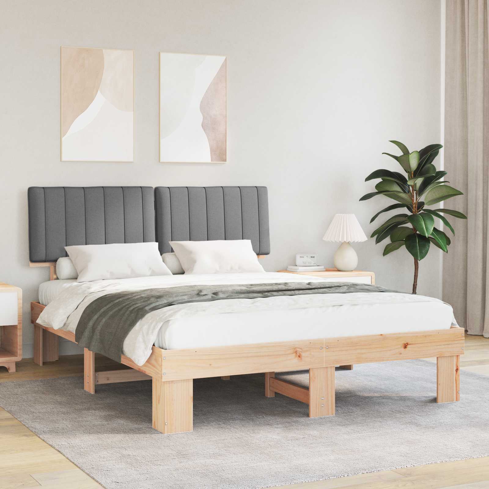 Bedframe met Gevoerd Hoofdgedeelte Lichtgrijs 160 x 200 cm