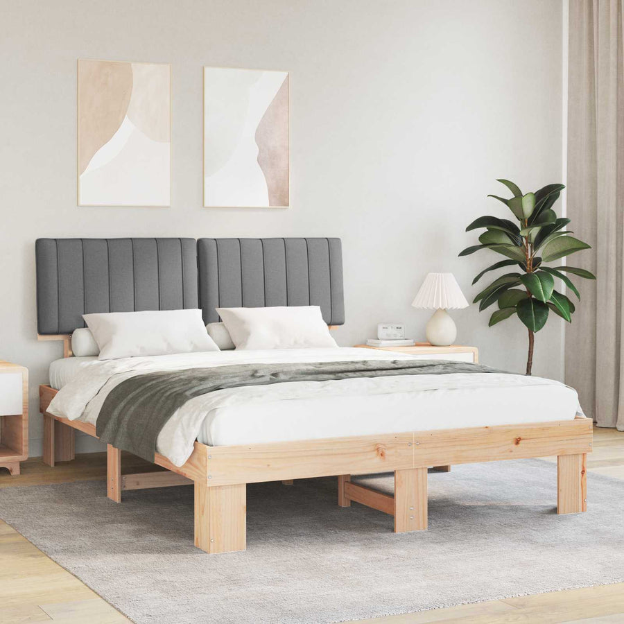 Bedframe met Gevoerd Hoofdgedeelte Lichtgrijs 160 x 200 cm