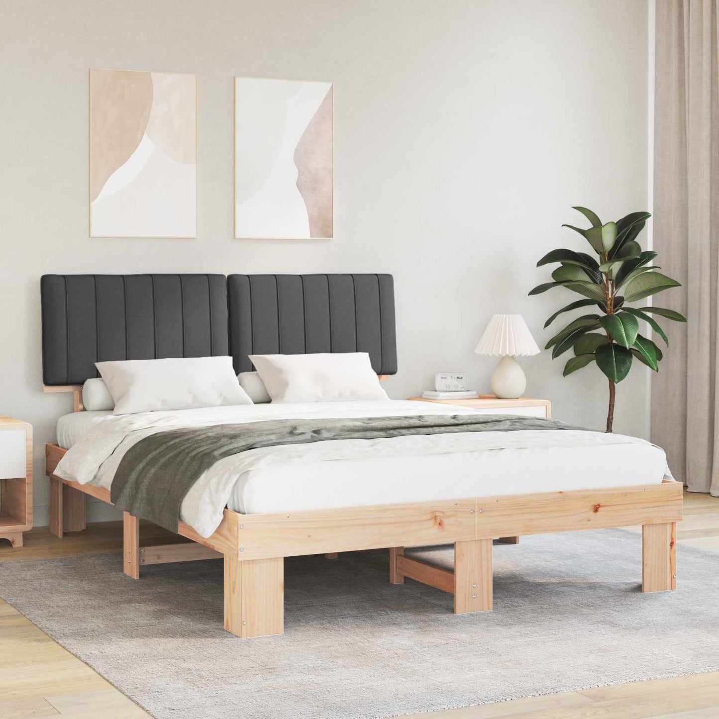 Bedframe met Gevoerd Hoofdgedeelte Donkergrijs 160 x 200 cm