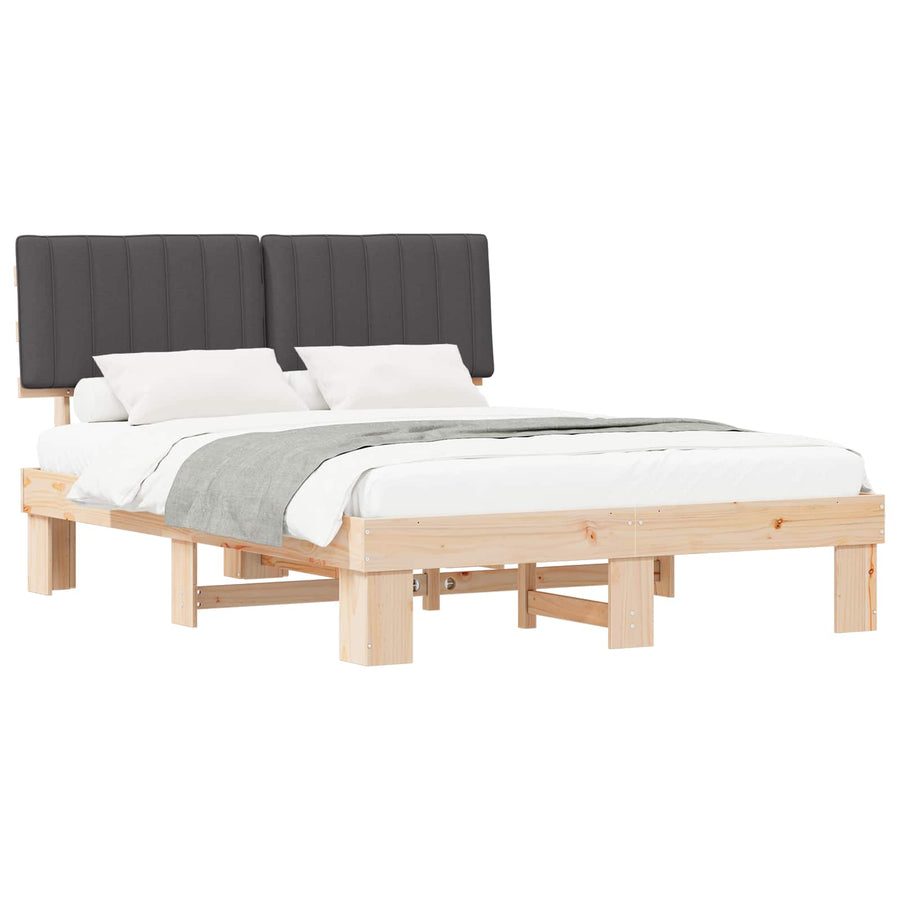 Bedframe met Gevoerd Hoofdgedeelte Donkergrijs 160 x 200 cm