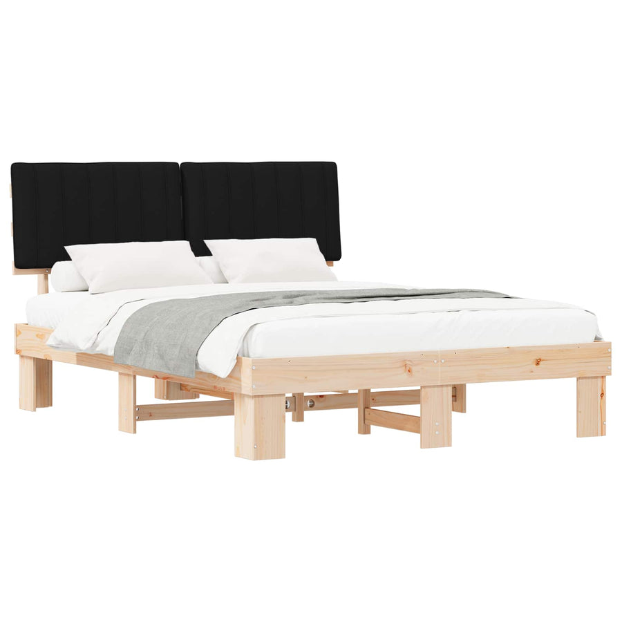 Bedframe met Gevoerd Hoofdgedeelte Zwart 160 x 200 cm