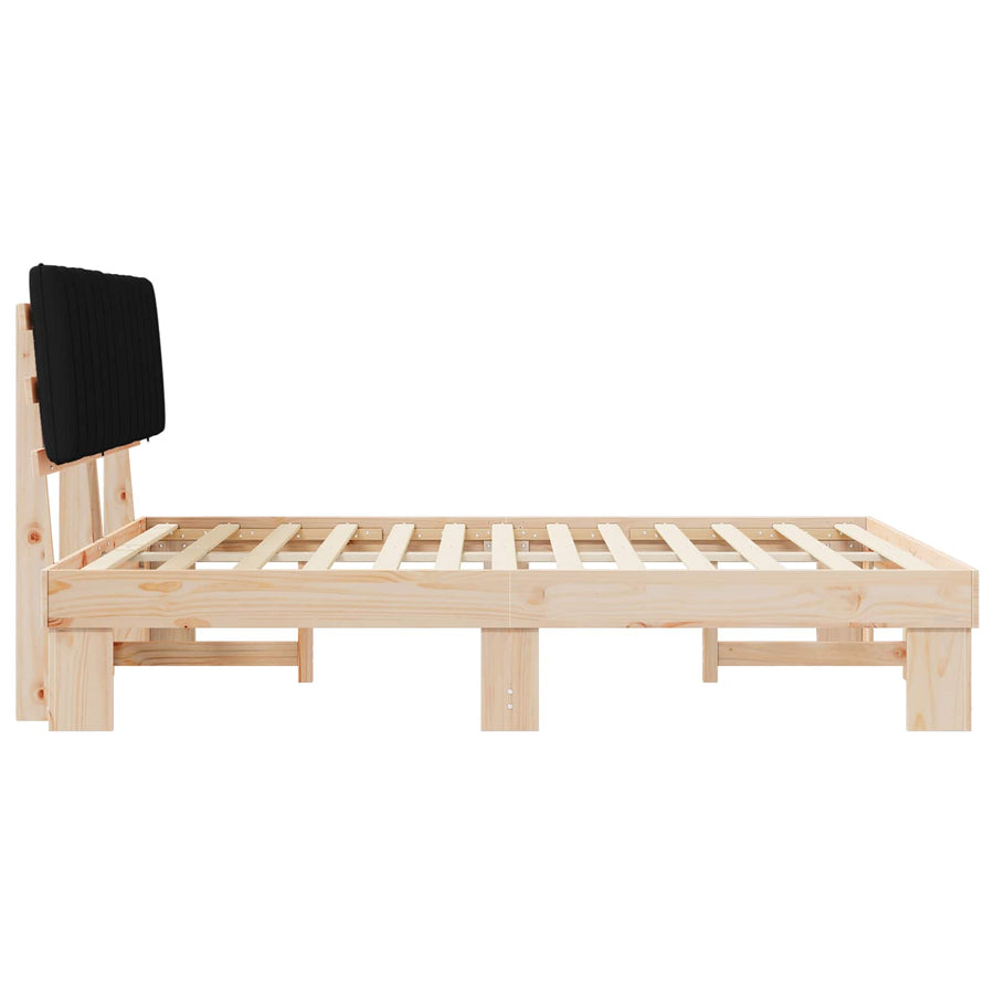 Bedframe met Gevoerd Hoofdgedeelte Zwart 160 x 200 cm