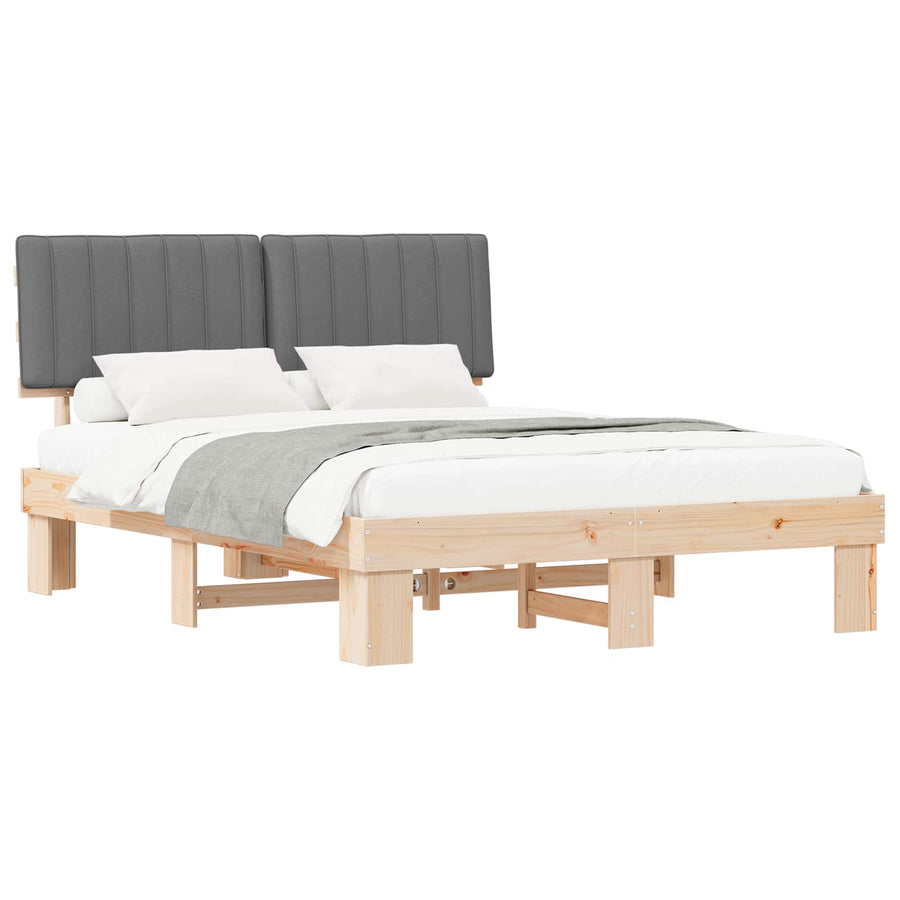 Bedframe met Gevoerd Hoofdgedeelte Lichtgrijs 150 x 200 cm