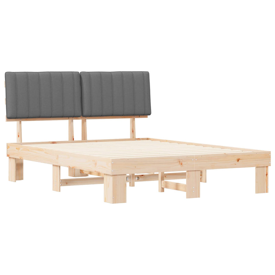 Bedframe met Gevoerd Hoofdgedeelte Lichtgrijs 150 x 200 cm