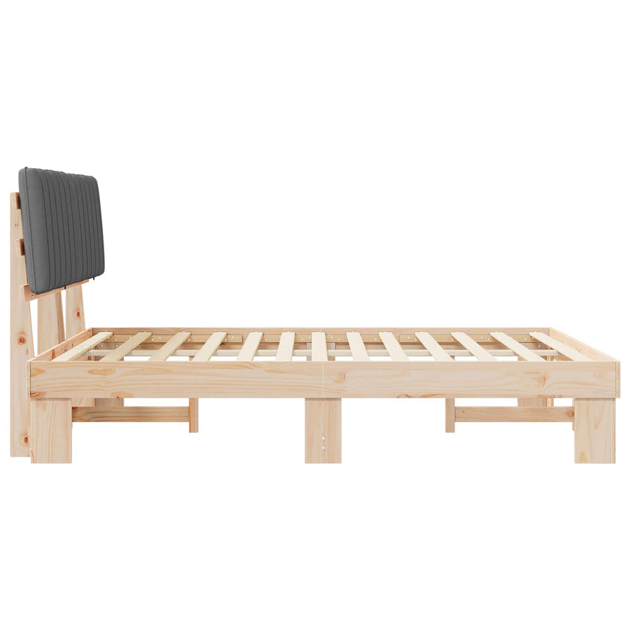 Bedframe met Gevoerd Hoofdgedeelte Lichtgrijs 150 x 200 cm