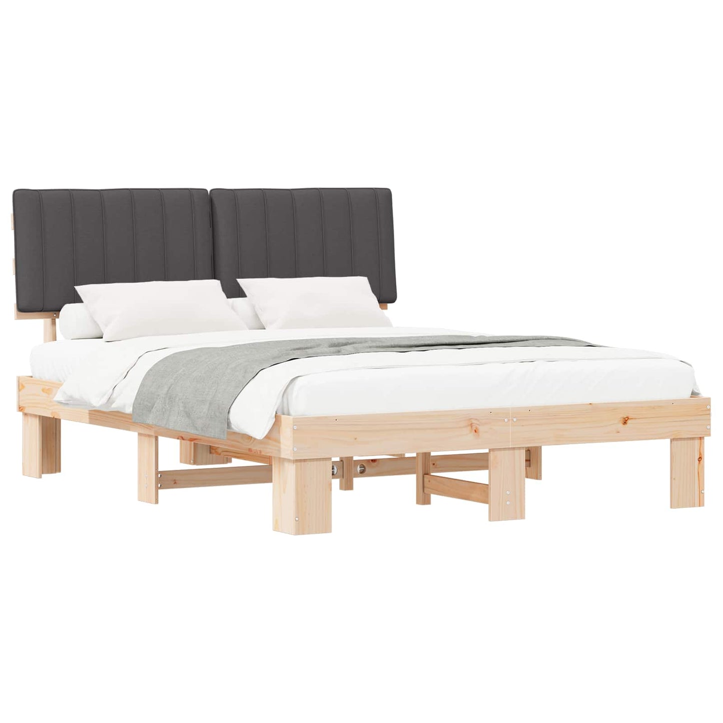 Bedframe met Gevoerd Hoofdgedeelte Donkergrijs 150 x 200 cm